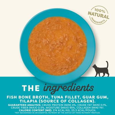 Fish Bone Broth with Tuna Fillet in Broth Wet Cat Food, 3-oz pouch, case of 12