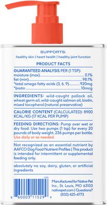 Omega-3 Fish Oil & Alaskan Salmon Oil Skin & Coat Health Supplement for Dogs, 16-fl oz bottle