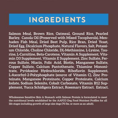 Paquete: Alimento seco para perros Wholesomes Sensitive Skin & Stomach con proteína de cordero + Sensitive Skin & Stomach con proteína de salmón