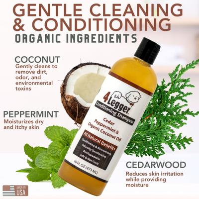 Champú acondicionador para perros con cedro, menta y aceite de coco orgánico