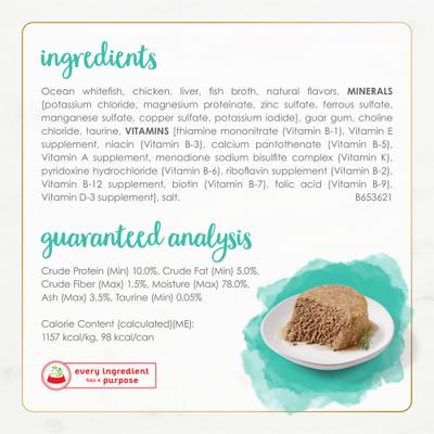 Comida enlatada para gatos Gourmet Naturals Ocean Whitefish Recipe Grain-Free Pate, lata de 3 oz, caja de 12