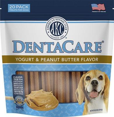 AKC Dentacare Yogurt & Peanut Butter Flavor Dental Dog Treats, Large, 20 count