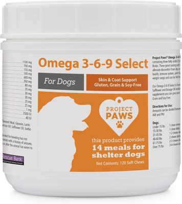 Omega 3-6-9 Select Grain-Free Skin & Coat Support Dog Supplement Chews, 120 count