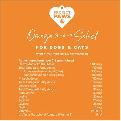 Omega 3-6-9 Select Grain-Free Skin & Coat Support Dog Supplement Chews, 120 count