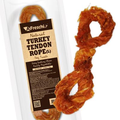 Natural Turkey Tendon Rope Natural Dog Chew Treat, Large, 10 count