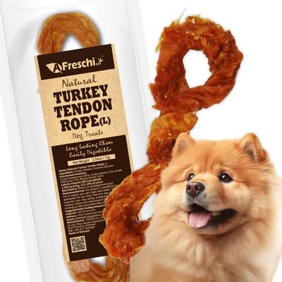 Natural Turkey Tendon Rope Natural Dog Chew Treat, Large, 10 count