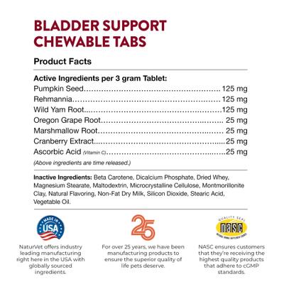 Bladder Support Plus Cranberry Chewable Tablets Urinary Supplement for Dogs, 60 count