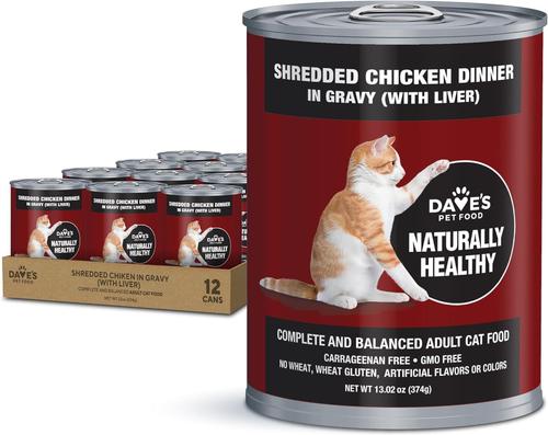 Naturally Healthy Grain-Free Shredded Salmon Dinner in Gravy Canned Wet Cat Food, 5.5-oz, case of 24