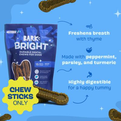 Bright Durable Medium Mint Flavored Dental Dog Treats, 15 count