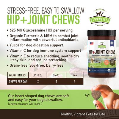 Hip + Joint Chews Grain-Free Dog Supplement, 120 count