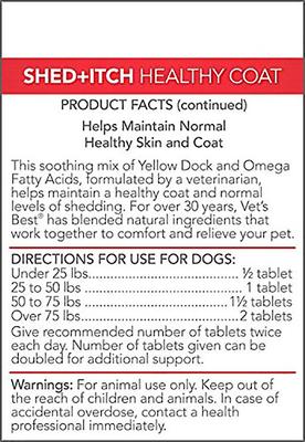 Comprimidos masticables Shed+Itch Healthy Coat, suplemento para la piel y el pelaje de perros, 150 comprimidos