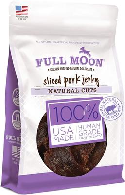 Paquete variado: Full Moon Natural Cuts - Cecina de cerdo en rodajas, premios para perros aptos para consumo humano, sabores a cecina de pollo y carne de res