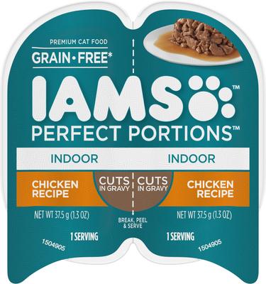 Perfect Portions Indoor Adult Chicken Recipe Grain-Free Cuts in Gravy Wet Cat Food Trays, 2.6-oz tray, case of 24 twin-packs