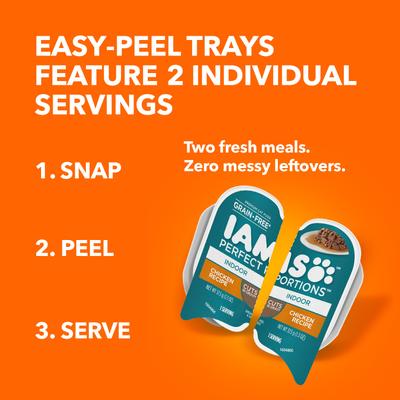 Perfect Portions Indoor Adult Chicken Recipe Grain-Free Cuts in Gravy Wet Cat Food Trays, 2.6-oz tray, case of 24 twin-packs