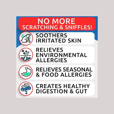 Allergy Relief & Itch Relief with Omega 3 Skin & Coat with Fish Oil Chew Supplement for Dogs, 120 count