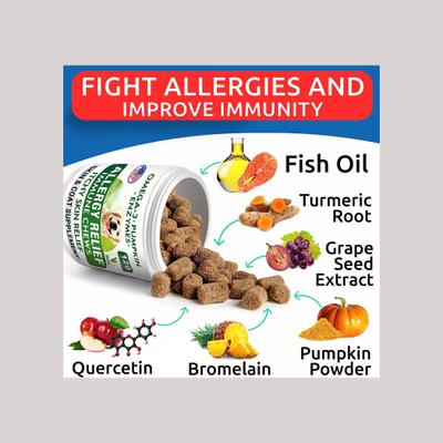 Allergy Relief & Itch Relief with Omega 3 Skin & Coat with Fish Oil Chew Supplement for Dogs, 120 count