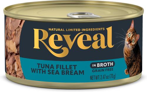 Natural Grain-Free Tuna with Sea Bream in Broth Flavored Wet Cat Food, 2.47-oz can, case of 24