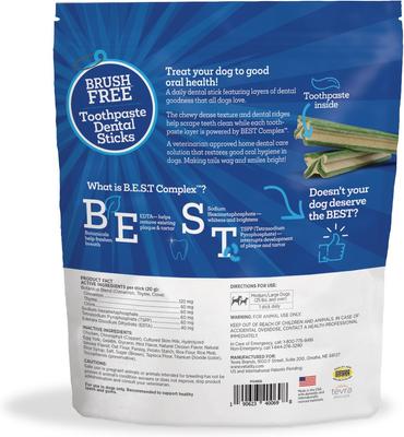 Best Brush Free Dental Toothpaste Sticks for Medium & Large Dogs, 10-oz