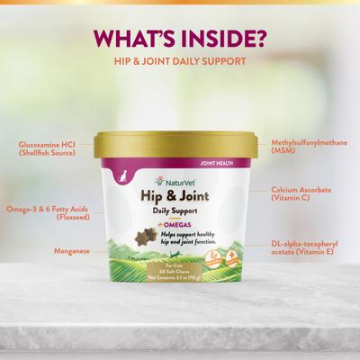 Hip & Joint Plus Omegas Soft Chews Joint Supplement for Cats, 60 count