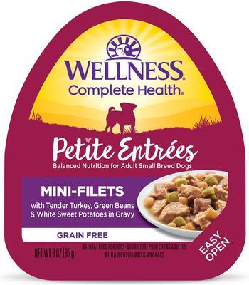 Complete Health Petite Entrees Adult Small Breed Grain-Free Turkey, Green Beans & Sweet Potato Mini-Filets Wet Dog Food, 3-oz cup, case of 12
