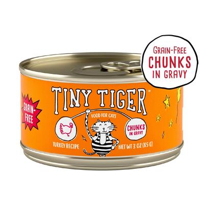 Bundle: Tiny Tiger Chunks in Gravy Turkey Recipe Grain-Free Canned Cat Food, 3-oz, case of 24 + Fancy Feast Gravy Lovers Turkey Feast in Roasted Turkey Flavor Gravy Canned Cat Food, 3-oz, case of 24