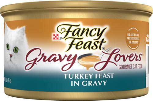 Bundle: Tiny Tiger Chunks in Gravy Turkey Recipe Grain-Free Canned Cat Food, 3-oz, case of 24 + Fancy Feast Gravy Lovers Turkey Feast in Roasted Turkey Flavor Gravy Canned Cat Food, 3-oz, case of 24