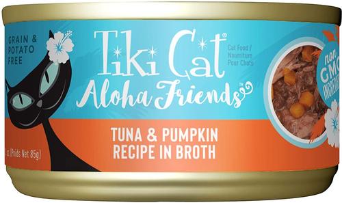 Aloha Friends Tuna & Pumpkin Recipe in Broth Grain-Free Wet Cat Food, 3-oz can, case of 12