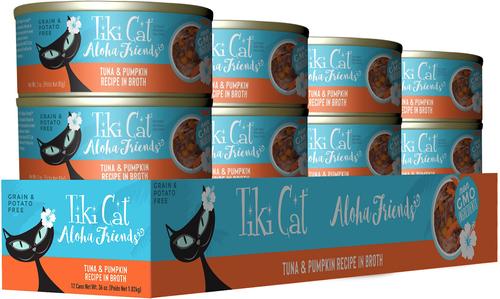 Aloha Friends Tuna & Pumpkin Recipe in Broth Grain-Free Wet Cat Food, 3-oz can, case of 12