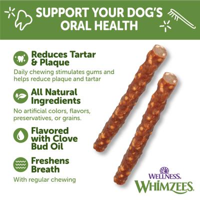 by Wellness Veggie Sausage Dental Chews Natural Grain-Free Dental Dog Treats, Small, 28 count