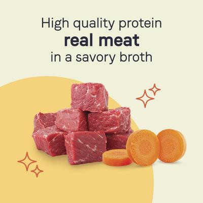 PURE Petite All Stages - Cena estilo boloñesa para razas pequeñas con carne de res y zanahorias, bandejas de comida húmeda para perros, 3.5 oz, caja de 12