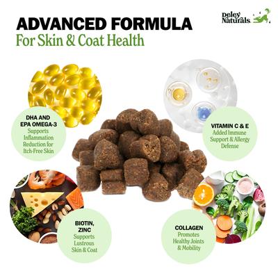 Omega Salmon Flavored Skin & Coat Chews Supplement for Dogs, 9.525-oz canister, 90 count