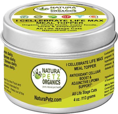 I CELLEBRATE LIFE MAX MEAL TOPPER- Antioxidant Cellular Boost + Adjunctive Lipoma Support* Cat Supplement, 4-oz jar