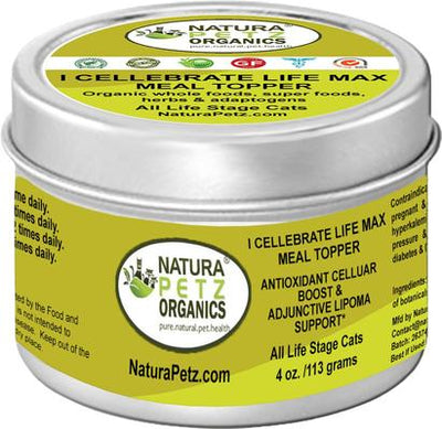I CELLEBRATE LIFE MAX MEAL TOPPER- Antioxidant Cellular Boost + Adjunctive Lipoma Support* Cat Supplement, 4-oz jar