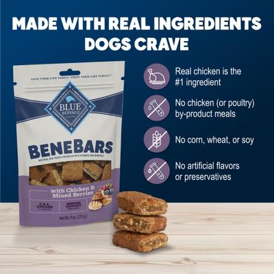 Benebars Immune Support, Chicken & Mixed Berries Natural Dog Treats, 9-oz bag