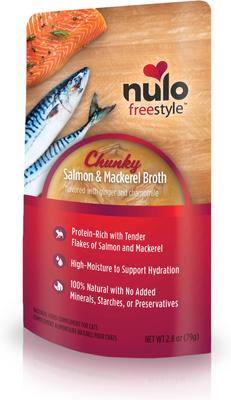FreeStyle Chunky Salmon & Mackerel Broth Wet Cat Food Topper, 2.8-oz pouch, case of 24