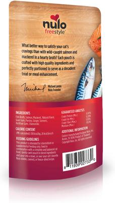 FreeStyle Chunky Salmon & Mackerel Broth Wet Cat Food Topper, 2.8-oz pouch, case of 24