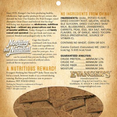 Nothing But Natural Quail with Fruits & Vegetables Jerky Dog Treats, 4.5-oz bag