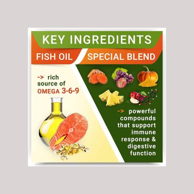 Alivio de alergias y picazón con suplemento masticable de aceite de pescado Omega 3 para piel y pelaje de perros, 120 unidades