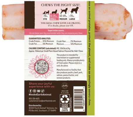 No-Hide Small Roll Long Lasting Natural Rawhide Alternative No Salmon Vegetarian Recipe Dog Chew Treat