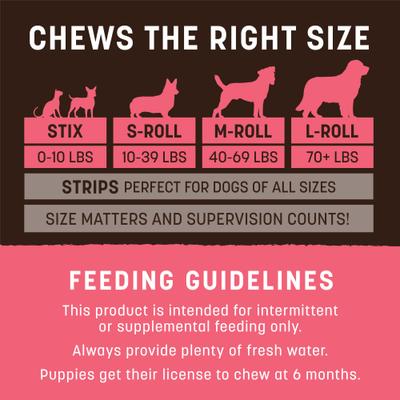 No-Hide Small Roll Long Lasting Natural Rawhide Alternative No Salmon Vegetarian Recipe Dog Chew Treat