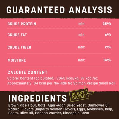 No-Hide Small Roll Long Lasting Natural Rawhide Alternative No Salmon Vegetarian Recipe Dog Chew Treat