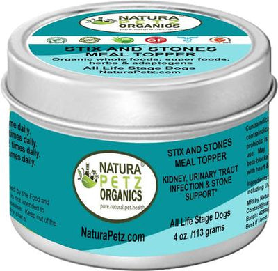STIX & STONES MEAL TOPPER* Kidney, Urinary Tract Infection & Stone Support* Dog Supplement, 4-oz jar
