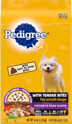 Paquete: Bandejas de comida variadas Cesar Home Delights Slow Cooked Chicken & Vegetables & Beef Stew + Alimento seco para perros Pedigree Tender Bites Complete Nutrition Chicken & Steak Flavor