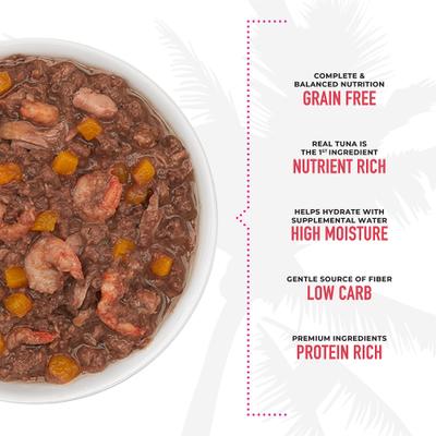 Aloha Friends Tuna, Shrimp & Pumpkin Recipe in Broth Grain-Free Wet Cat Food, 3-oz pouch, case of 12