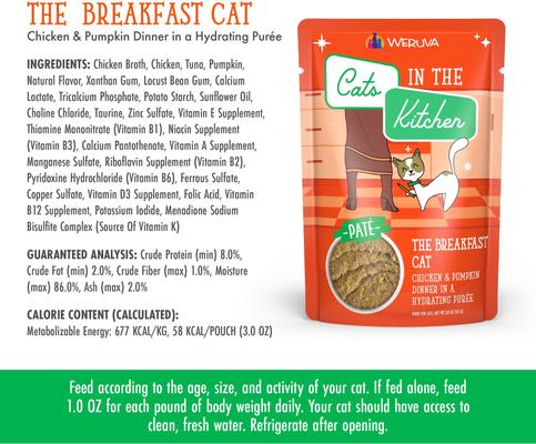 Cats in the Kitchen The Breakfast Cat with Chicken & Pumpkin Grain-Free Cat Food Pouches, 3-oz pouch, case of 12