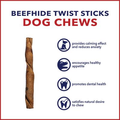 Beefhide 5-inch Twist Sticks Beef Flavored Dog Hard Chews, 1-lb bag