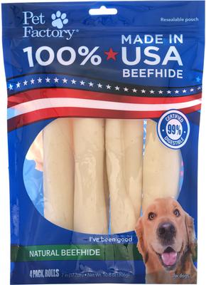 Beefhide 7-inch Rolls Natural Flavored Chewy Dog Treats, 4 count