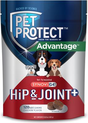 Synovi G4 Hip & Joint+ Chicken Flavored Soft Chew Supplement with Glucosamine for Dogs, 120 count