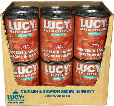 Kettle Creations Chicken & Salmon Recipe in Gravy Wet Dog Food, 12.5-oz can, case of 12