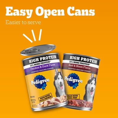 High Protein Chopped Beef & Bison Flavor & Chopped Chicken & Duck Flavor Adult Canned Soft Wet Dog Food Variety Pack, 13.2-oz can, case of 12